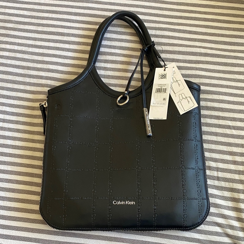 Calvin Klein Black Embossed Logo Tote